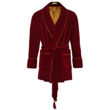 Howard Luxury Cotton Short Velvet Robe in Burgundy