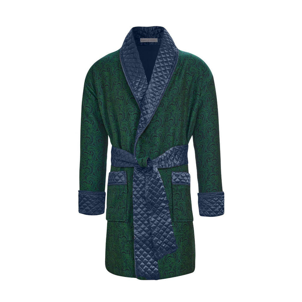 Russborough Short Velvet Smoking Jacket in Green