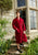 Donington Luxury Cotton Long Velvet Robe in Burgundy