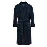 Carnegie Luxury Cotton Long Velvet Robe in Navy