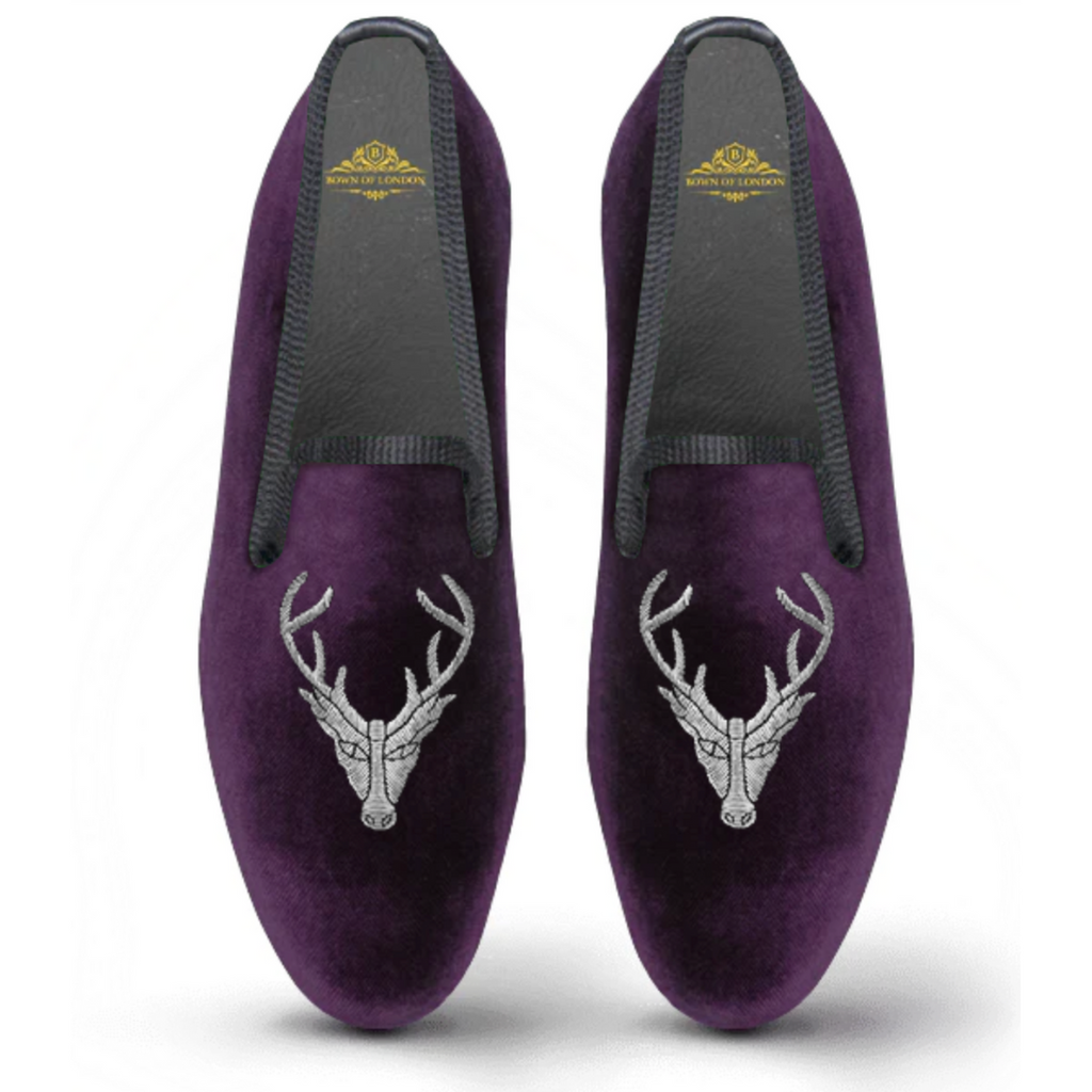 Velvet Loafer/Slipper Shoe - Stag Head