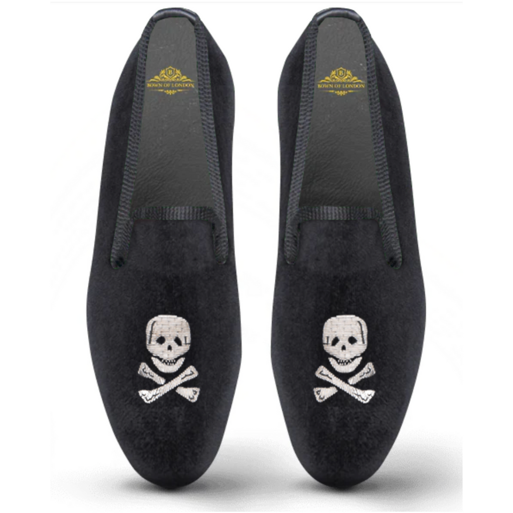 Velvet Loafer/Slipper Shoe - Skull